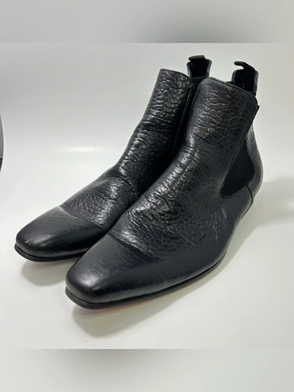 Carrucci Men's Chelsea Python Print Boots KB1377 Calf Skin Leather Sz 11 Black